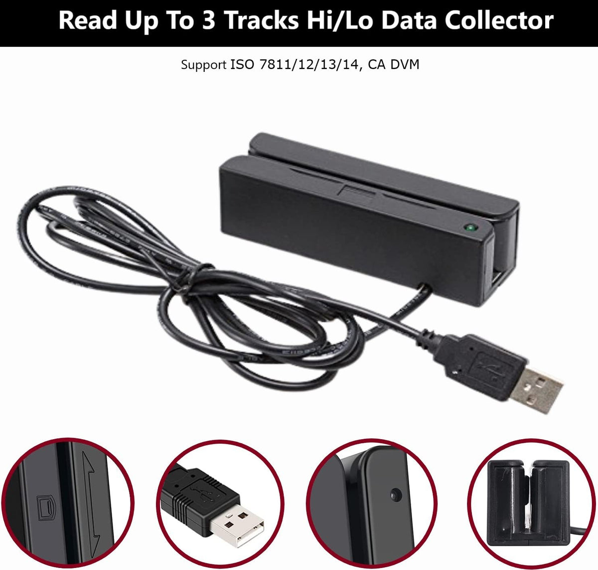 Magnetic Credit Card Reader 3 Tracks USB T777458