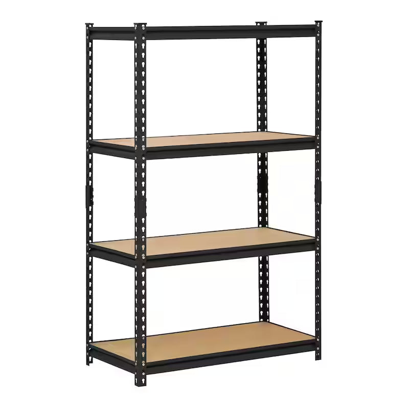 4-Tier Heavy Duty Steel Shelving Unit in Black W141538