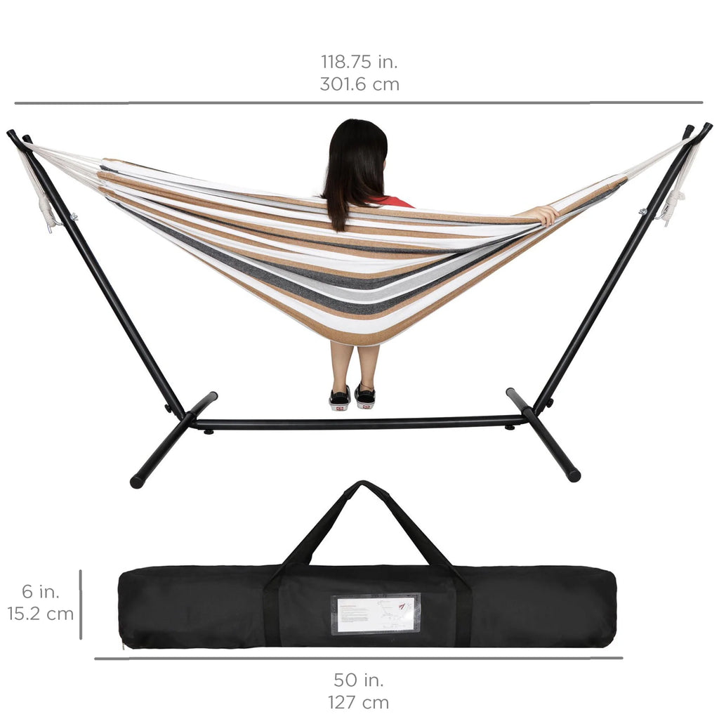 Cotton 2-Person Hammock with Steel Stand 450lb Capacity V24982