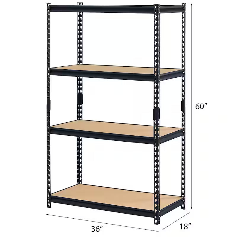 4-Tier Heavy Duty Steel Shelving Unit in Black W141538