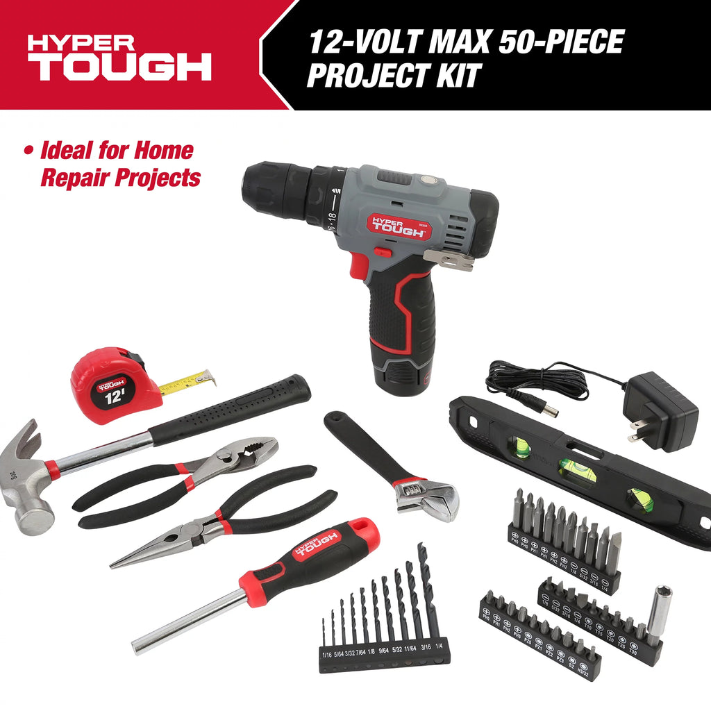12V Max Lithium-Ion Cordless 3/8-Inch Drill Driver 50-Piece Project Kit Y596190
