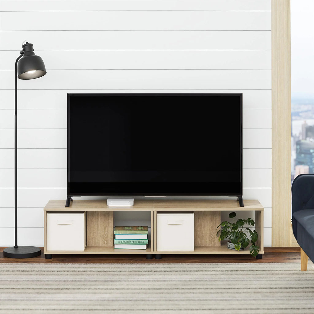 Adjustable Stacking TV Stand up to 70 inches Natural H81057