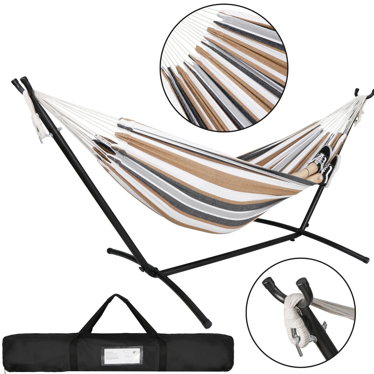 Cotton 2-Person Hammock with Steel Stand 450lb Capacity V24982