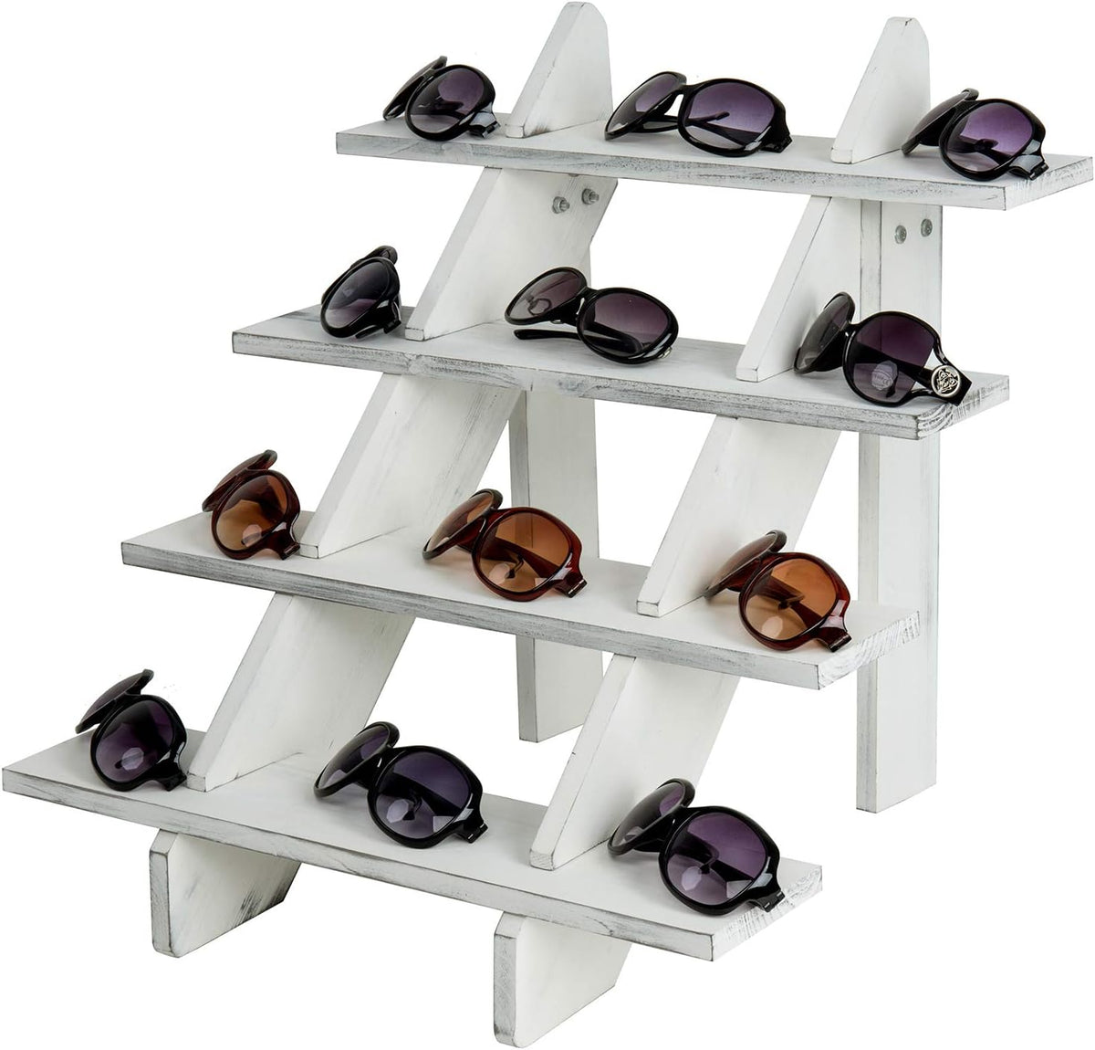4-Tier White Wood Display Stand Q671