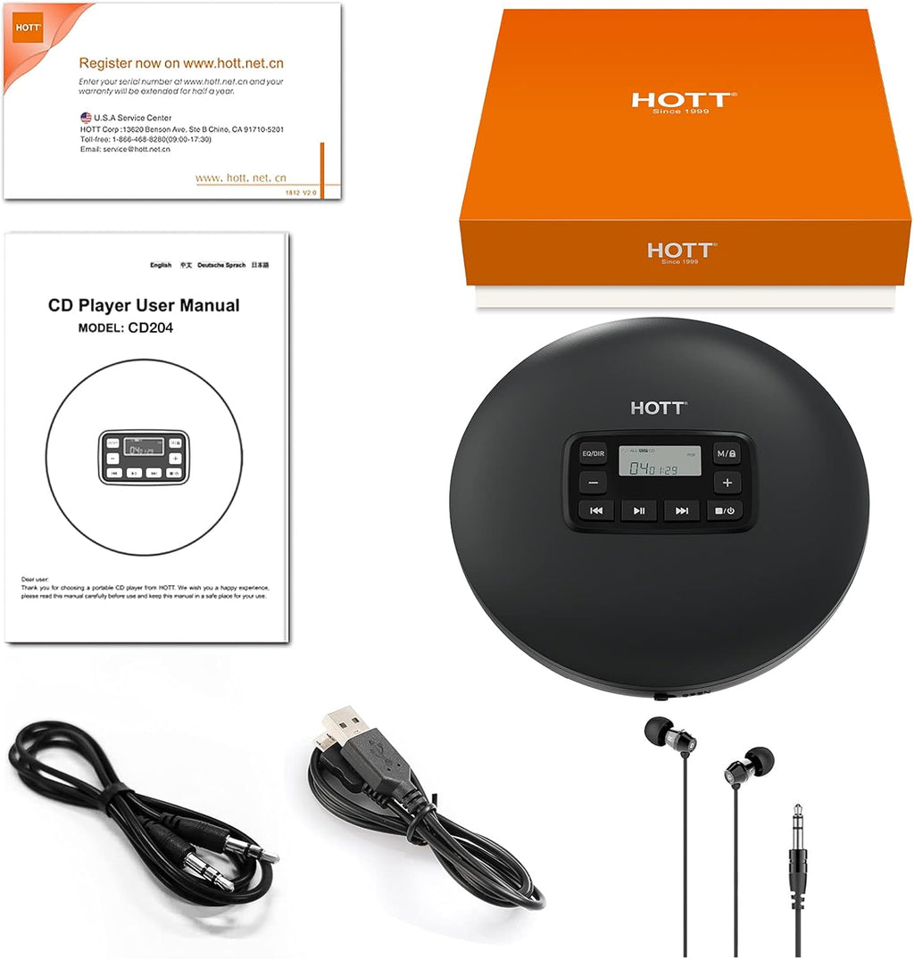 Portable Compact CD Player with Headphones E3142