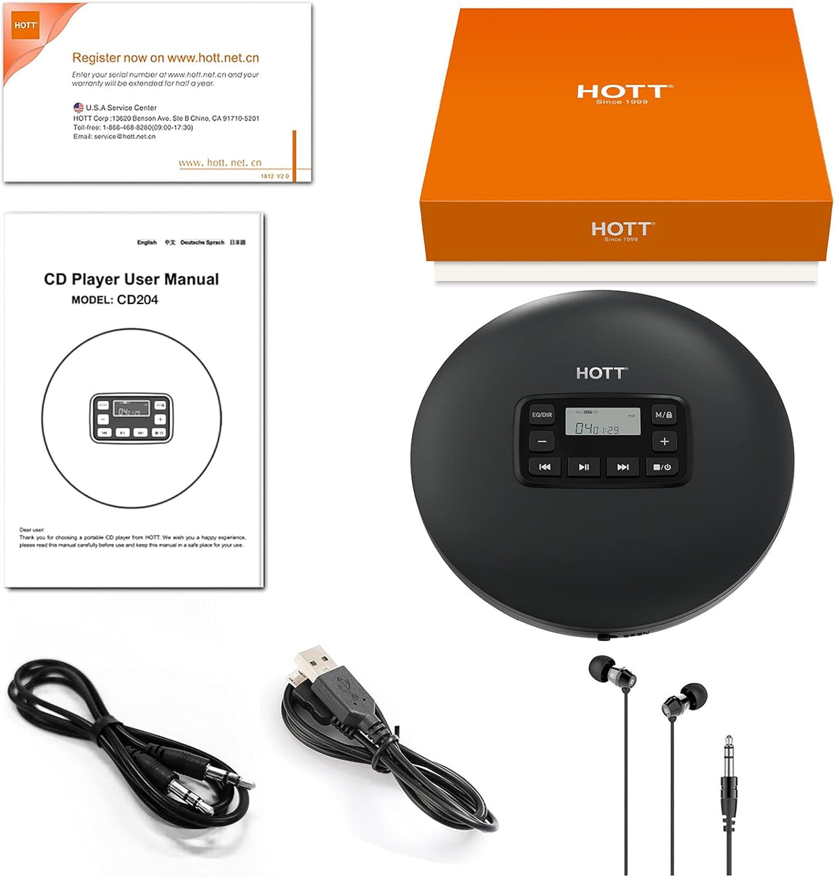 Portable Compact CD Player with Headphones E3142
