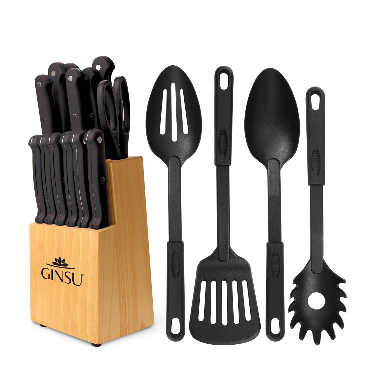 Black 18 Piece Set Natural Block Q68653