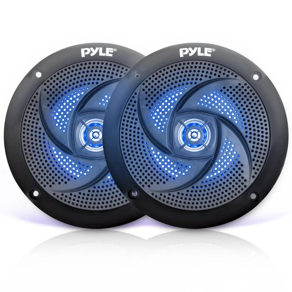 6.5 Inch Waterproof Low Profile Marine Speakers, Black (2 Pack) M774475