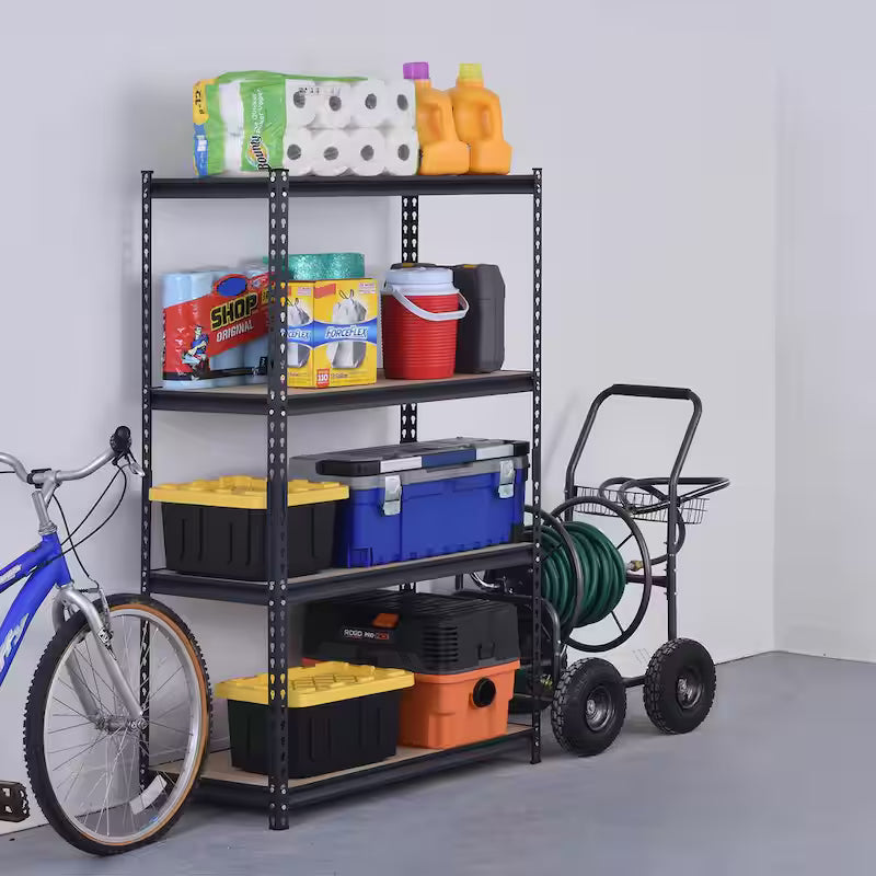 4-Tier Heavy Duty Steel Shelving Unit in Black W141538