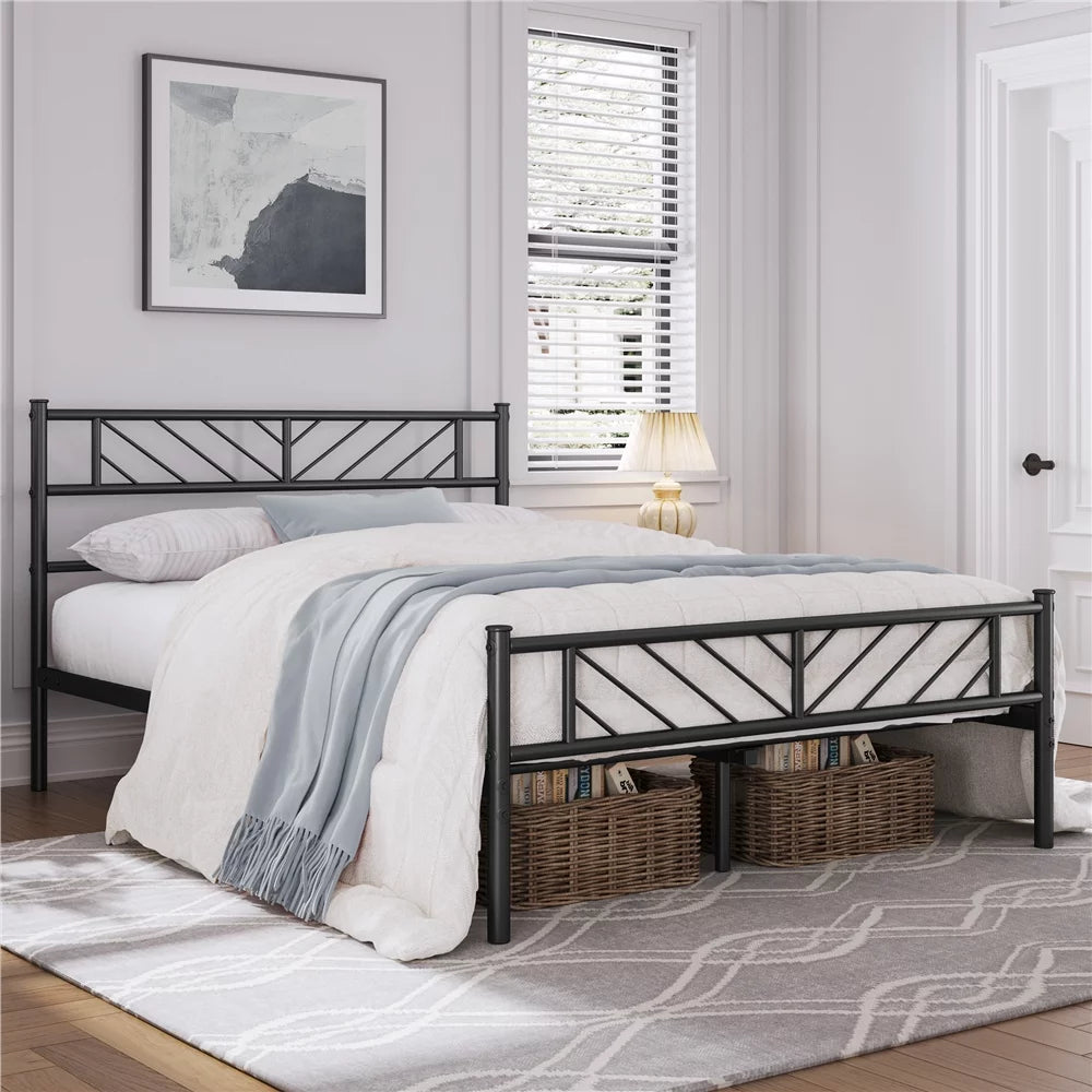 Queen Size Black Metal Platform Bed C611