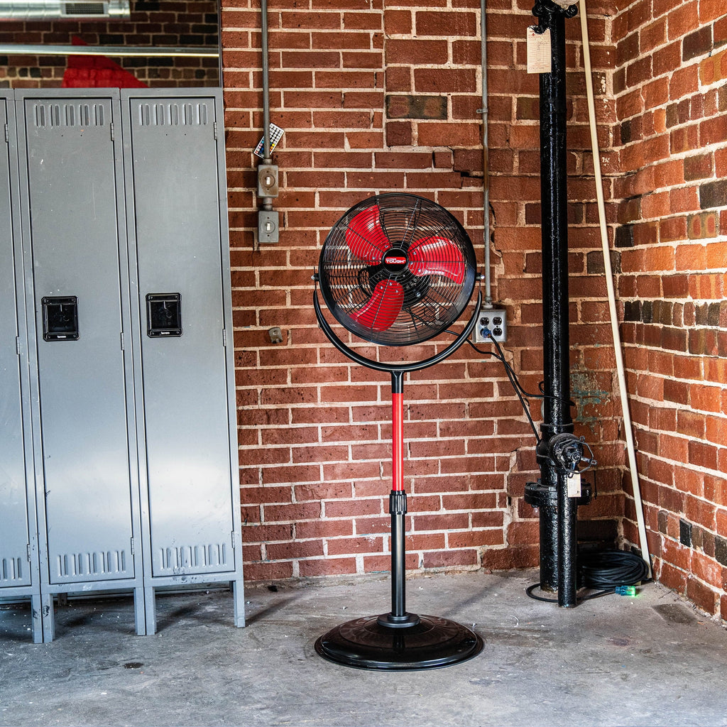 16 inch High Velocity Stand Fan Red & Black F5675