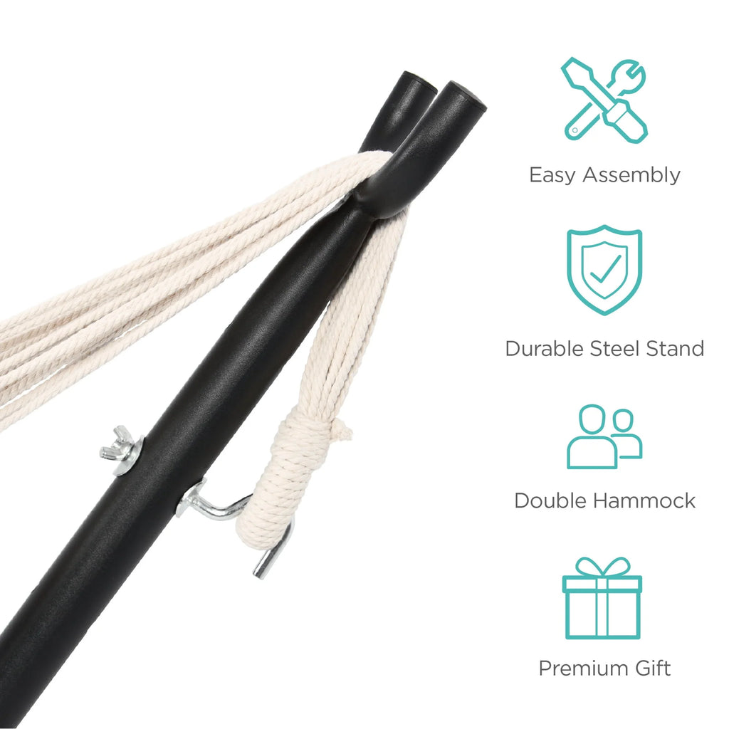 Cotton 2-Person Hammock with Steel Stand 450lb Capacity V24982