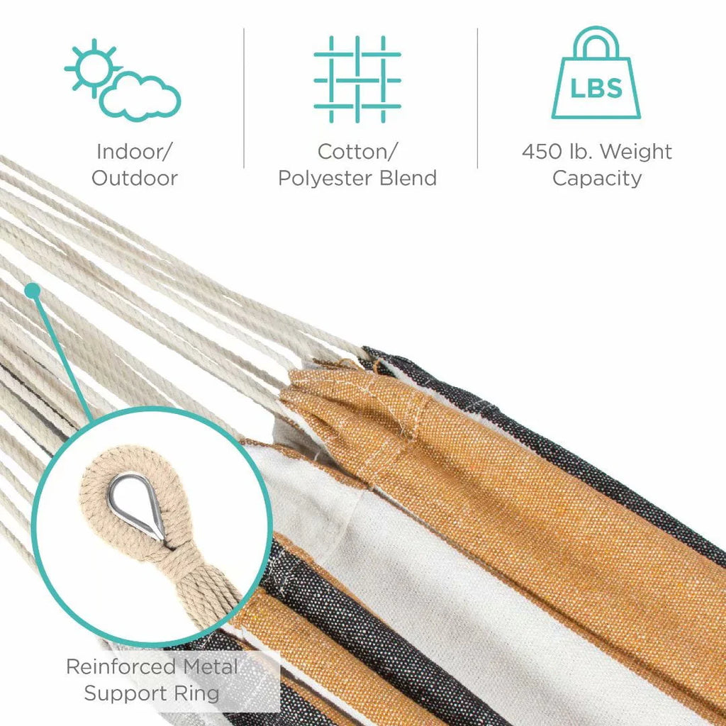 Cotton 2-Person Hammock with Steel Stand 450lb Capacity V24982