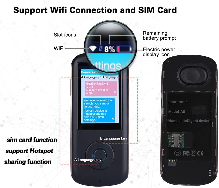Portable Instant Voice Translator Device 38 Languages 3.0 Touch Screen White O56477