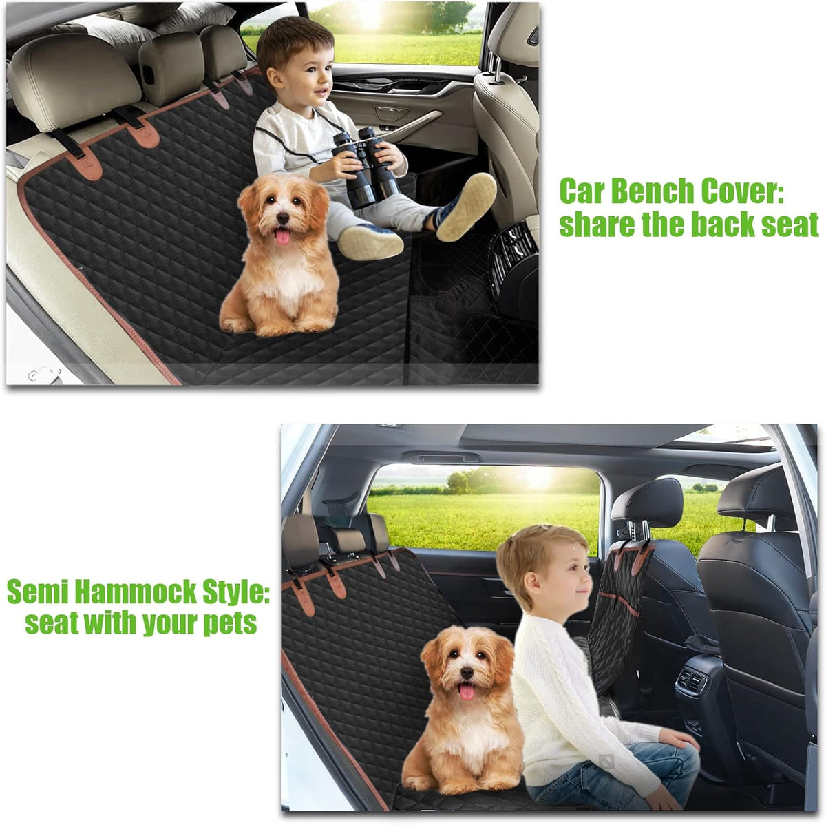 Waterproof Dog Car Seat Cover with Mesh Window and Storage Pockets N249