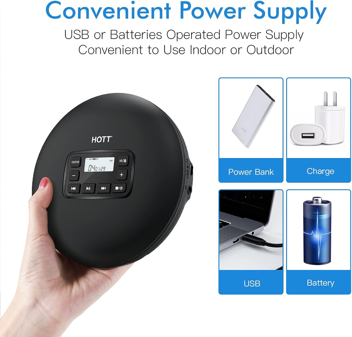 Portable Compact CD Player with Headphones E3142
