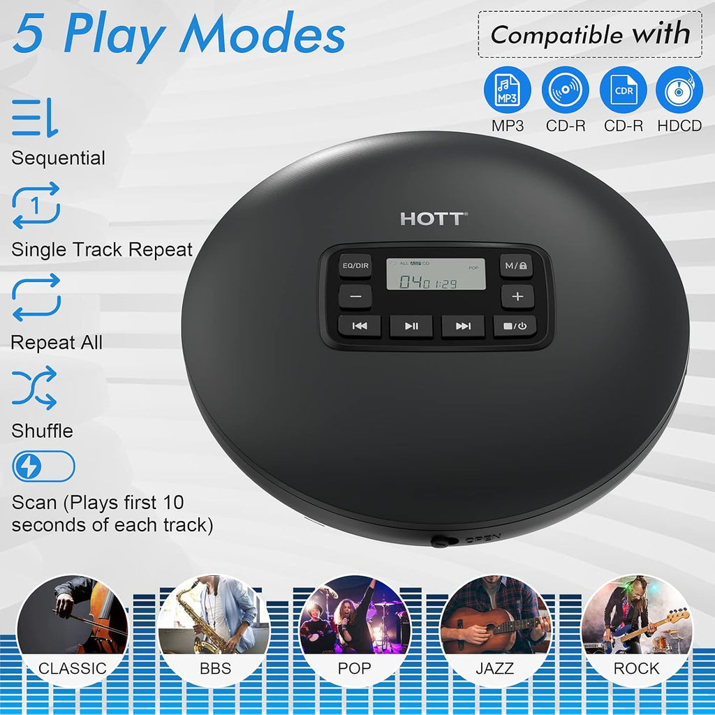 Portable Compact CD Player with Headphones E3142