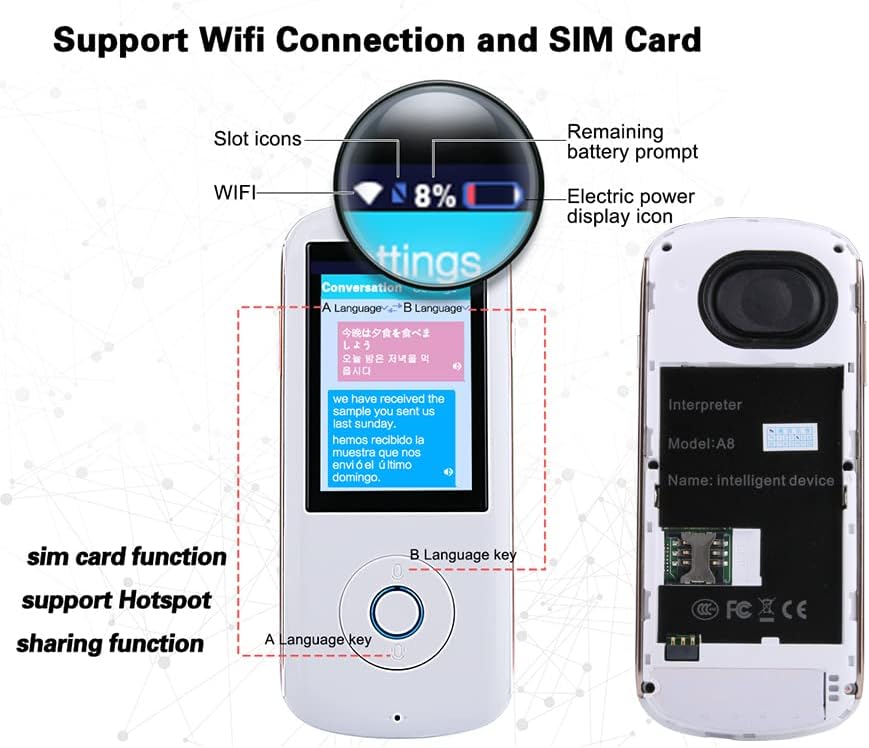 Portable Instant Voice Translator Device 38 Languages 3.0 Touch Screen White O56477
