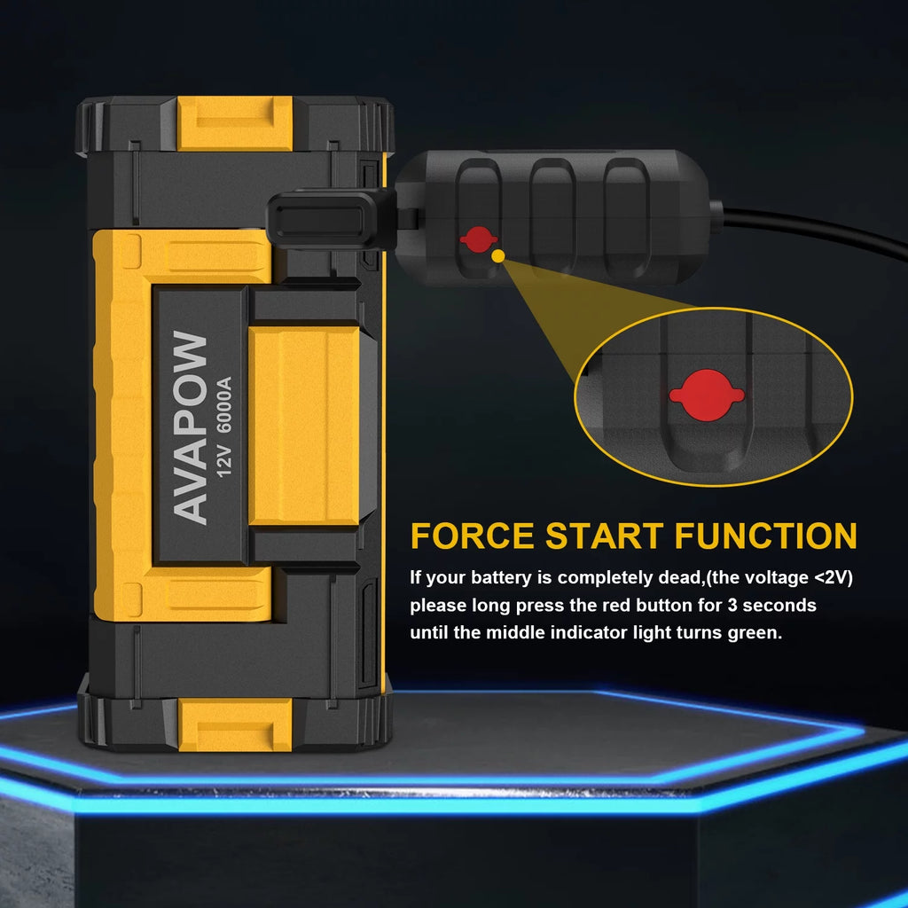 6000A Car Battery Jump Starter with Dual USB Quick Charge and DC Output Q788934