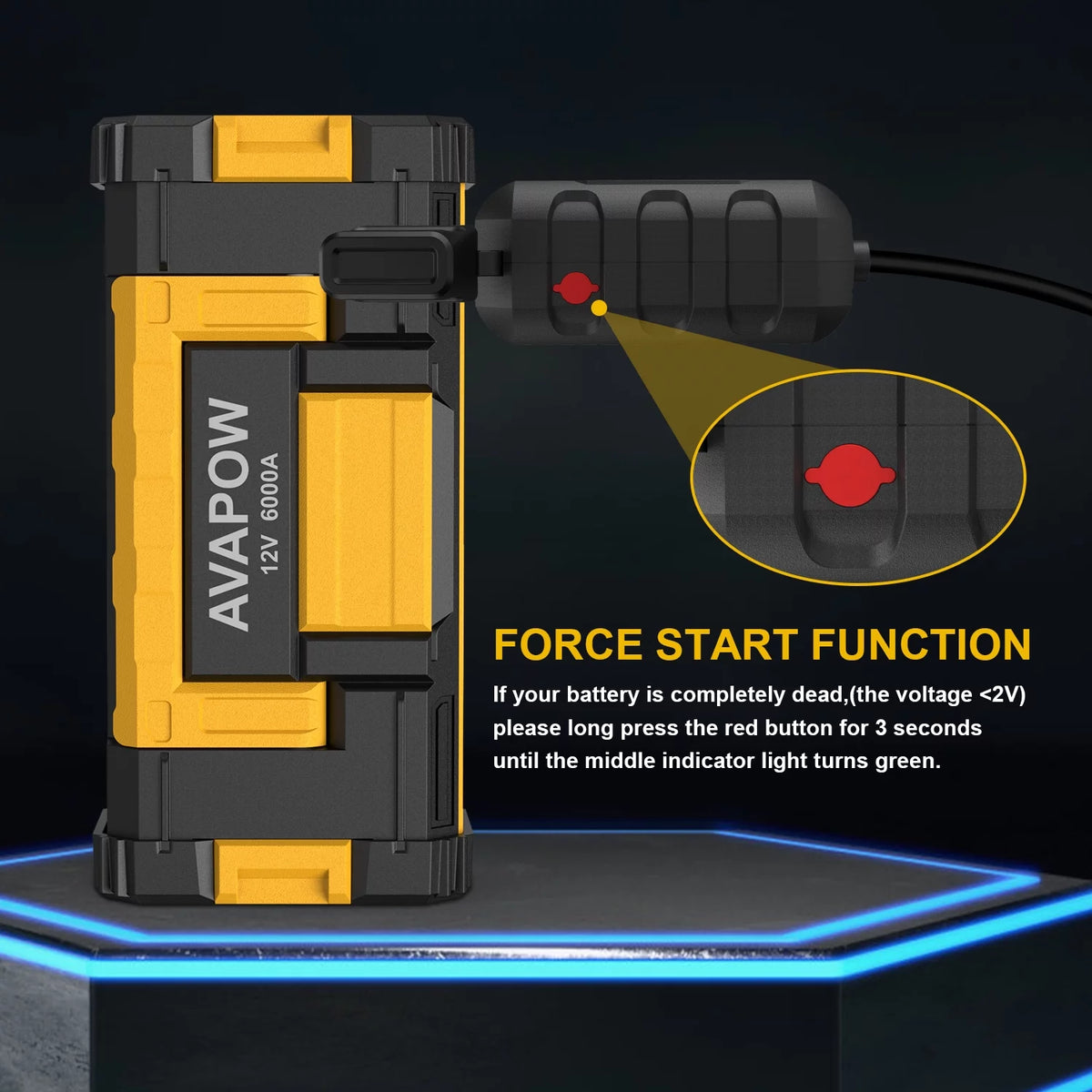 6000A Car Battery Jump Starter with Dual USB Quick Charge and DC Output Q788934