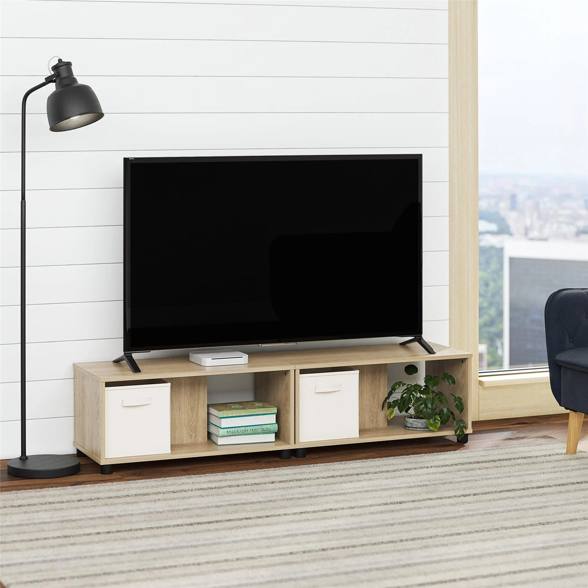 Adjustable Stacking TV Stand up to 70 inches Natural H81057