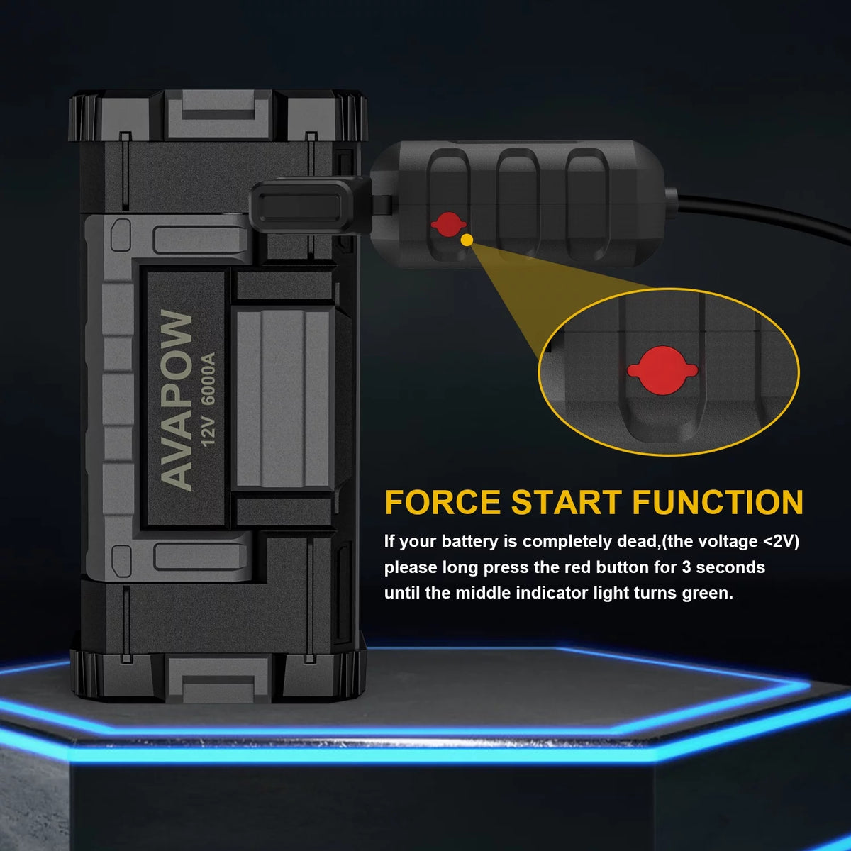 6000A Car Battery Jump Starter with Dual USB Quick Charge and DC Output Q788934