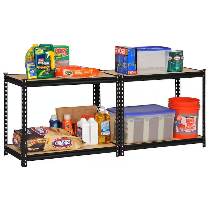 4-Tier Heavy Duty Steel Shelving Unit in Black W141538